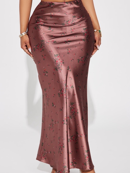 Fashion Nova Dresses & Skirts - Fashion Nova Copper Satin Floral Maxi Skirt